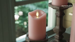 Matchless Candle Co. by Luminara - Flameless LED Battery Operated Flickering Pillar Candles - Pastel Pink - Set of 3 - Indoor Outdoor Decor Safe