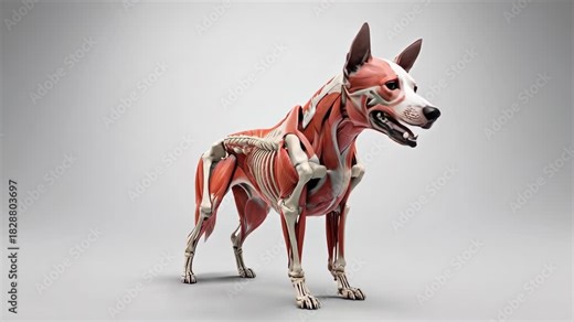 Dog Anatomy: Detailed Muscular and Skeletal System Visualization for Educational Purposes