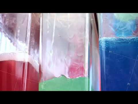 Colorful liquids filling glass containers in India