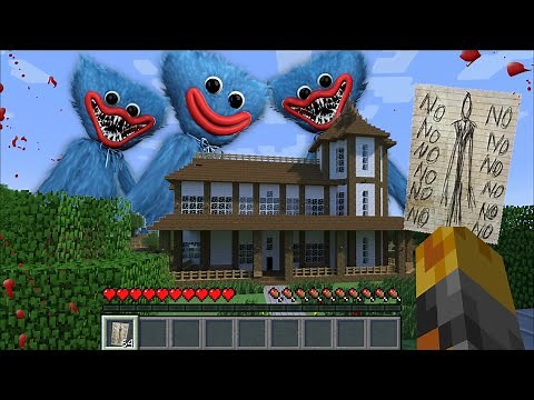 Minecraft GIANT HUGGY WUGGY APPEAR IN OUR HOUSE IN MINECRAFT MOD / SCARY MOBS !! Minecraft Mods