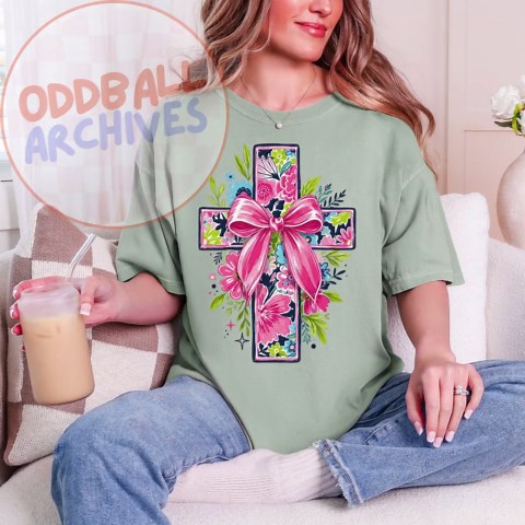Floral Cross PNG Sublimation, Christian Coquette Bow Cross Graphic, Retro Floral Faith Print, Religious Shirt Design, DTF Transfer PNG - Etsy