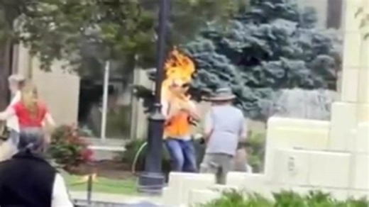 Moment Colorado terror suspect accidentally sets himself on fire