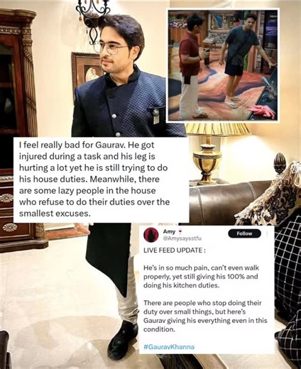 Rashamixmagic__2 on Instagram: "GK is still struggling to stand for long and he is in kitchen duty.... There are people who leave their duty with a lil migraine and then here is GK, determined to work, even if he has difficulty in standing for long🥺🫶 Proud of you GK! #GauravKhanna #GauravKhanna𓃵 #bigboss19 #biggboss19 #BB19"