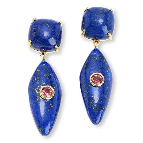 Rarities Gold-Plated Sterling Silver Freeform Gemstone Drop Earrings | HSN
