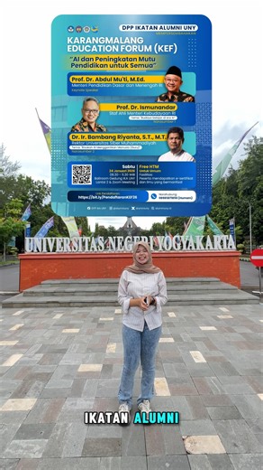 UNY Yogyakarta on Instagram: "KARANGMALANG EDUCATION FORUM (KEF) 2026 DPP IKA UNY mempersembahkan: AI dan Peningkatan Mutu Pendidikan untuk Semua Keynote Speaker: 🗣️ Prof. Dr. Abdul Mu’ti, M.Ed. 📌 Menteri Pendidikan Dasar dan Menengah RI Narasumber: 🗣️ Prof. Ismunandar, Ph.D., Staf Ahli Menteri Kebudayaan RI 📝 Tema: "AI dalam Pembelajaran di Sekolah" 🗣️ Dr. Ir. Bambang Riyanta, S.T., M.T., Rektor Universitas Siber Muhammadiyah 📝 Tema: "Bisakah AI Menggantikan Manusia (Guru)" Pelaksanaan: �