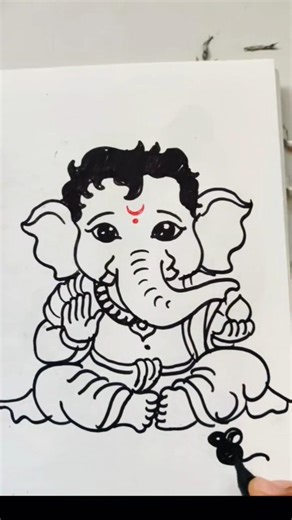 quick simple and easy drawing of Cute Ganpati Bappa/ Easy Ganesha drawing for beginners