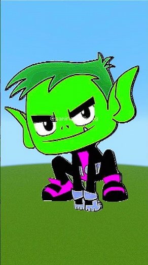 Beast Boy's Epic Showdown in Minecraft Pixel Art | Beast Boy, Red X, Blackfire & Mammoth