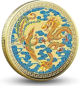 Chinese Dragon and The Phoenix Bring Prosperity Lucky Coin Lottery Ticket Scratcher Tool Lucky Charms Good Luck Challenge Coin