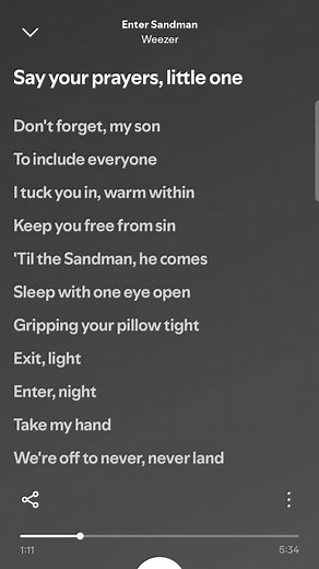 Enter Sandman Lyrics by Weezer