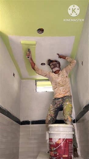 Asian paint peppy lime 🍋‍🟩 colour apply 1st cote for wall painting #shorts #viral #painting #trend