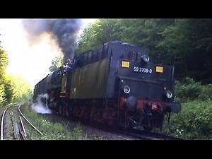 Schwerer Dampfzug - lauter Sound / Dampflok 50 3708-0 am Berg