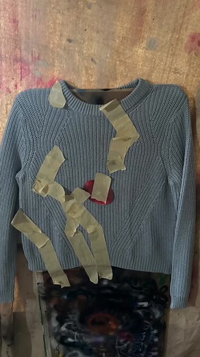 Upcycled Knitted Sweater Tape Peel Art