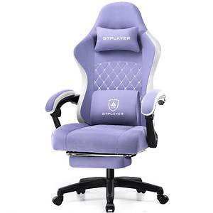 GTPLAYER Ergonomic High Back Pocket Spring Cushion Gaming Chair with Footrest & Linkage Armrests, Purple