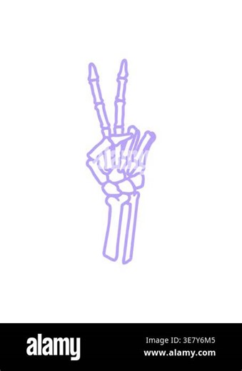 shivering motion animation of tattoo in black line style of a skeleton giving a peace sign icon Stock Video Footage - Alamy