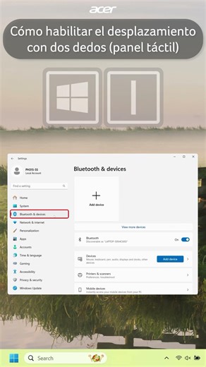 Windows 11 - Cómo activar el desplazamiento con dos dedos (panel táctil)