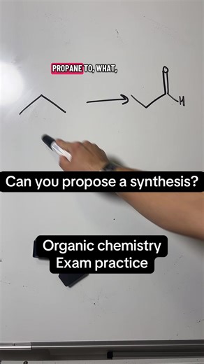 Part 2 of a practice problem set sent in by a student viewer. In this case we are tasked with turning propane into propanal. Drop your synthetic route below #organicchemistry #ochem #organicchemistrytutor #STEM #premed
