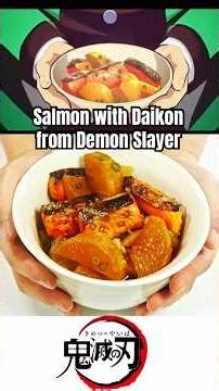 I tried to recreate Giyu's simmered salmon with daikon from Demon Slayer. #animefood