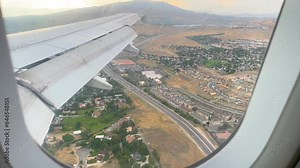 Airline Landing over Freeway Window Seat View Reno Nevada