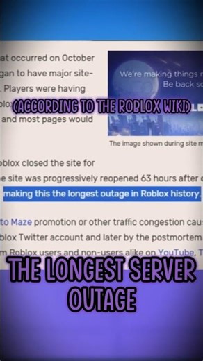 WHEN ROBLOX (almost) DISAPPEARED FOR 73 HOURS... [check description!] #shorts #roblox 💜