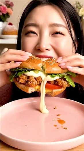 eating an bagel sandwich Az bites ASMR Eating Video | AI ASMR #satisfying #shorts