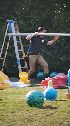 Installing a flagpole isn’t always easy… especially in THIS backyard 😂