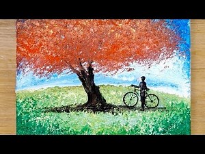 Bath sponge & bottle cap painting techniques / How to draw a man waiting for her