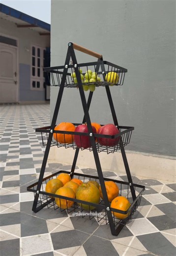 Organize your kitchen in style!✨ This 3-tier fruit & bread rack keeps everything fresh and within reach. Perfect for fruits, vegetables, and snacks. 👉 Stylish • Space-Saving • Durable #fyp #rack #vegetablerack #viralvideo #kitchenrack