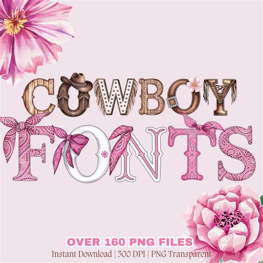 Cowgirl Font PNG Collection Western Alphabet Character Pink Trendy Digital Clipart Gift Tshirt Sticker Popular Dreamy Aesthetic Bundle Rodeo - Etsy Australia