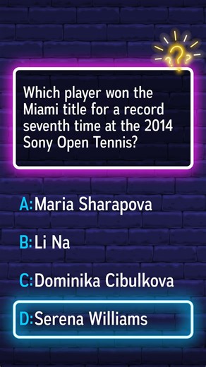 Who clinched the Miami title for a record seventh time in 2014 at the Sony Open Tennis?