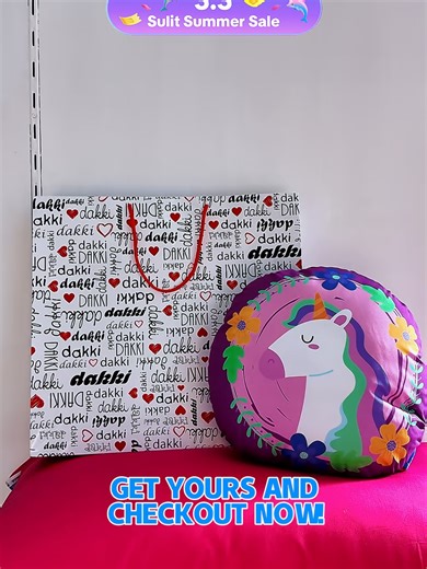 Discover the Dakki 14x14 Unicorn Round Pillow