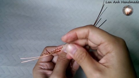 Braided wire pendant with large stones without holes - Fast version 353