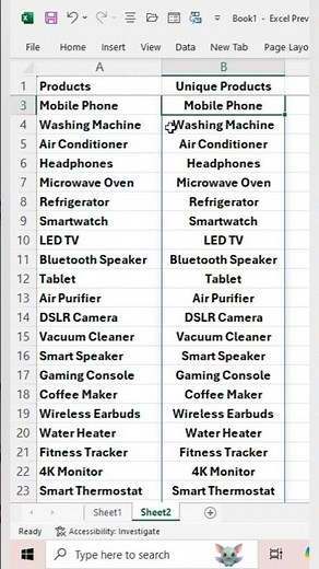 Remove duplicates from excel | unique function #excelshorts #excel
