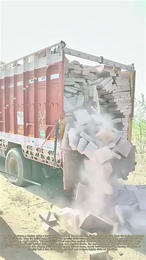 Prying Loose Bricks: How a Worker Uses a Crowbar to Unload a Truckload of Stone Slabs