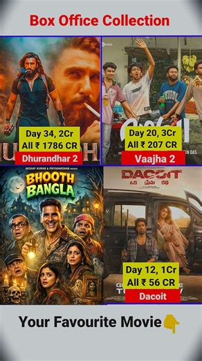 dhurandhar 2 vs Vaajha vs bhoot Bangla vs Dacoit #budget #boxofficecollection #film 🍿🍿🍿🍿