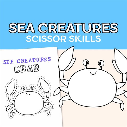 Sea Creatures Scissor Skills Worksheets| Ocean Animals Cutting Practice| Preschool Fine Motor Activity| Kindergarten Cutting Printable - Etsy