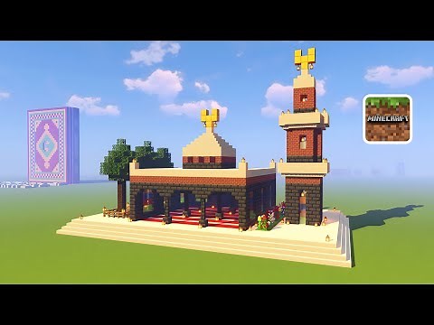 Building a beautiful and easy mosque in Minecraft with lighting, trees and flowers 😍
