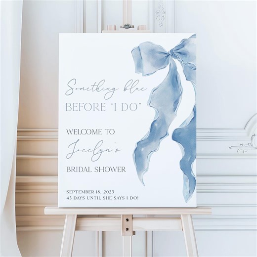 Bridal Shower Sign: Personalized Acrylic - Something Blue Theme - Etsy