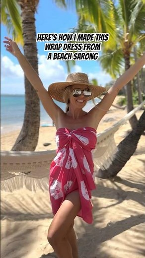 🏝️ Here’s how I made this wrap dress from a beach sarong! Thoughts ?#fashionhacks #sarong #hawaii