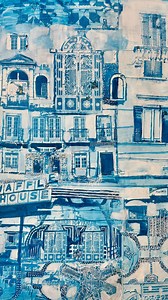 Artist Jessica at Bluelavaart finds new ideas in scrap pieces from past projects ♻️🎨🩵🧇 Sometimes you can build your creativity even further when you are working with limitations like, using your scrap laser prints. Playing around with the size of the poster plate makes this big fun! Shop GelliArts.com | Gelli Arts - Gel Printing Plate