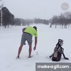 This Guy is Nuts! Golfing During Snow Storm on Make a GIF