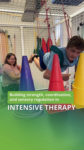 Ability Plus Therapy on Instagram: "Big goals need smart strategies—and a whole lot of movement! 💪🧠 During Jake’s three-week Intensive Occupational Therapy session, every activity was chosen with care to support regulation, coordination, and body awareness. Here’s how each one helps Jake move closer to his goals! 🪑 Wall sits– Pressing his back against the ball engages his core and teaches him how to regulate his body by practicing deep breathing and gives proprioceptive input. ♾️ Figure 8 wal