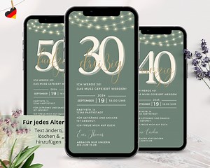Personalisierte Einladung Geburtstag Whatsapp, ecard Geburtstag, Geburtstagseinladung, elektronische Einladung 30 40 50 Geburtstag digital - Etsy.de