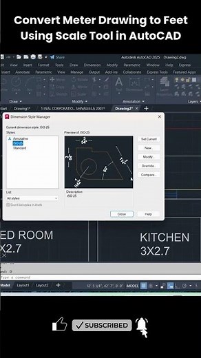 How to Convert Meter Drawing to Feet Using Scale Tool in AutoCAD