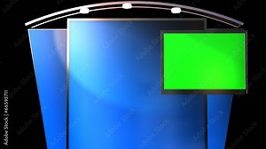 Virtual Studio Background with animated Green Screen TV