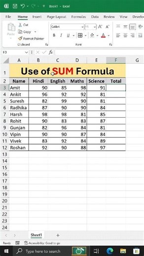 STP Computer Education on Instagram: "SUM Formula in Excel #excel #pc #laptop #computer #windows #viral #reels #shorts"
