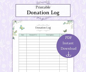 Donation Log Printable PDF | Sponsors Tracker | Donation Chart | Offering Log | Donation List - Etsy