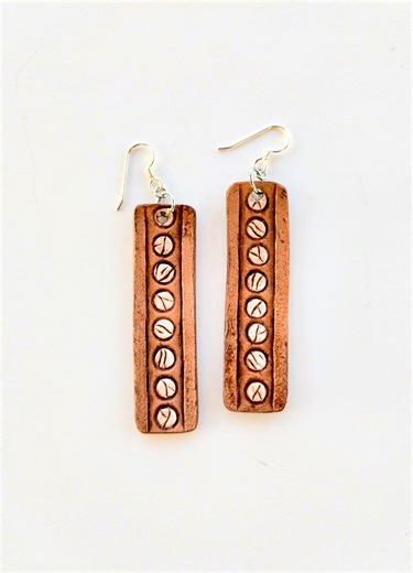 White Stone Leather Earrings/ Western Tooled Leather Earrings - Etsy