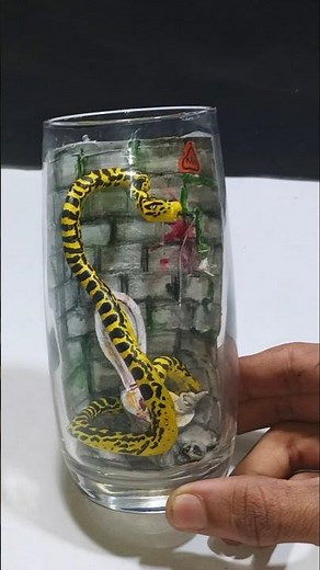 Realistic Snake Diorama Inside Glass 🐍 | Miniature Clay Art #diorama #claycraft #diycrafts #shorts