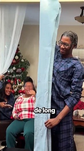 They gave him a pair of jeans that were 3 meters long.