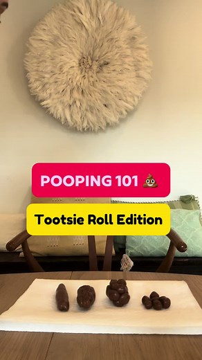 🎥 Pooping 101: Tootsie Roll Edition from a Pediatric Gastroenterologist 💩 💎 Pebbles (Type 1): Hard, round little stools. Time to increase water, fiber (think pears, plums, and veggies), and encourage more movement! 🍇 Bunch of Grapes (Type 2): Lumpy and connected. Add more fiber gradually, keep them hydrated, and set a regular toilet routine. 🌽 Corn on the Cob (Type 3): Still a bit lumpy but soft. Keep balancing hydration and fiber intake. Great progress! ✨ Ideal (Type 4): Smooth, soft, and